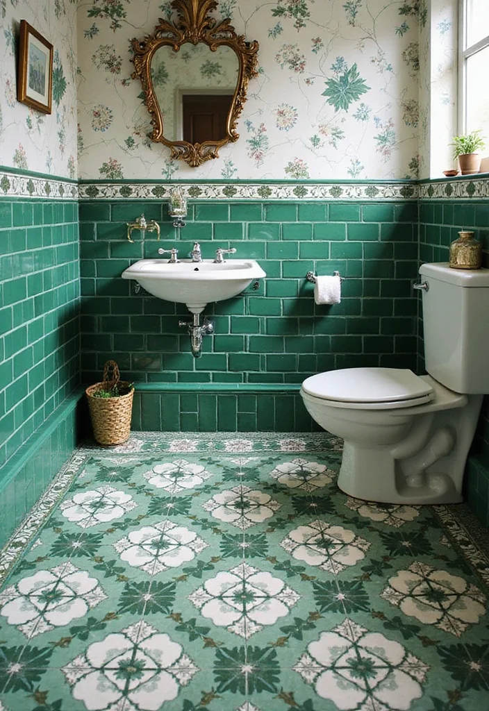 14 Victorian Bathroom Ideas with Classic Charm for Modern Homes 12 14 Victorian Bathroom Ideas with Classic Charm for Modern Homes - 2. Ornate Tile Patterns
