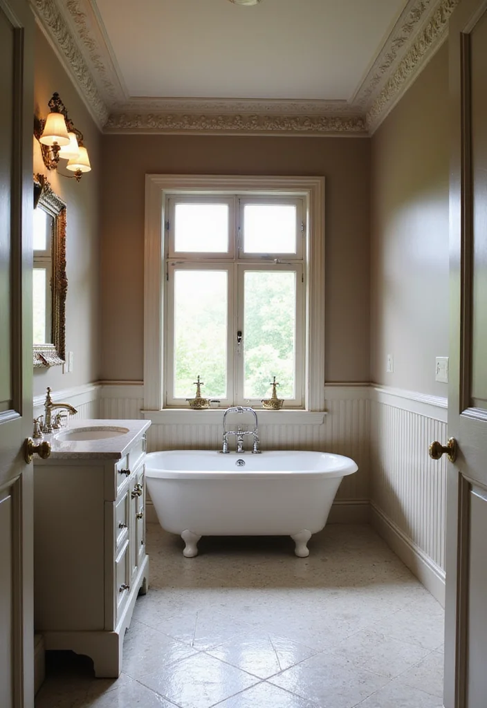 14 Victorian Bathroom Ideas with Classic Charm for Modern Homes 56 14 Victorian Bathroom Ideas with Classic Charm for Modern Homes - 6. Decorative Moldings