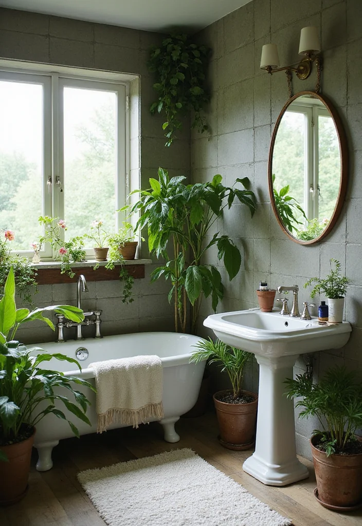 15 Western Bathroom Decor Ideas for a Warm Rustic Refresh - 10. Greenery and Natural Elements