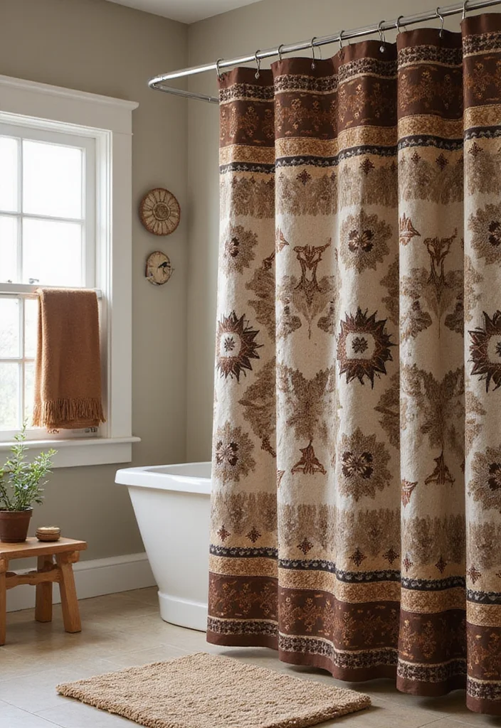 15 Western Bathroom Decor Ideas for a Warm Rustic Refresh - 14. Themed Shower Curtains
