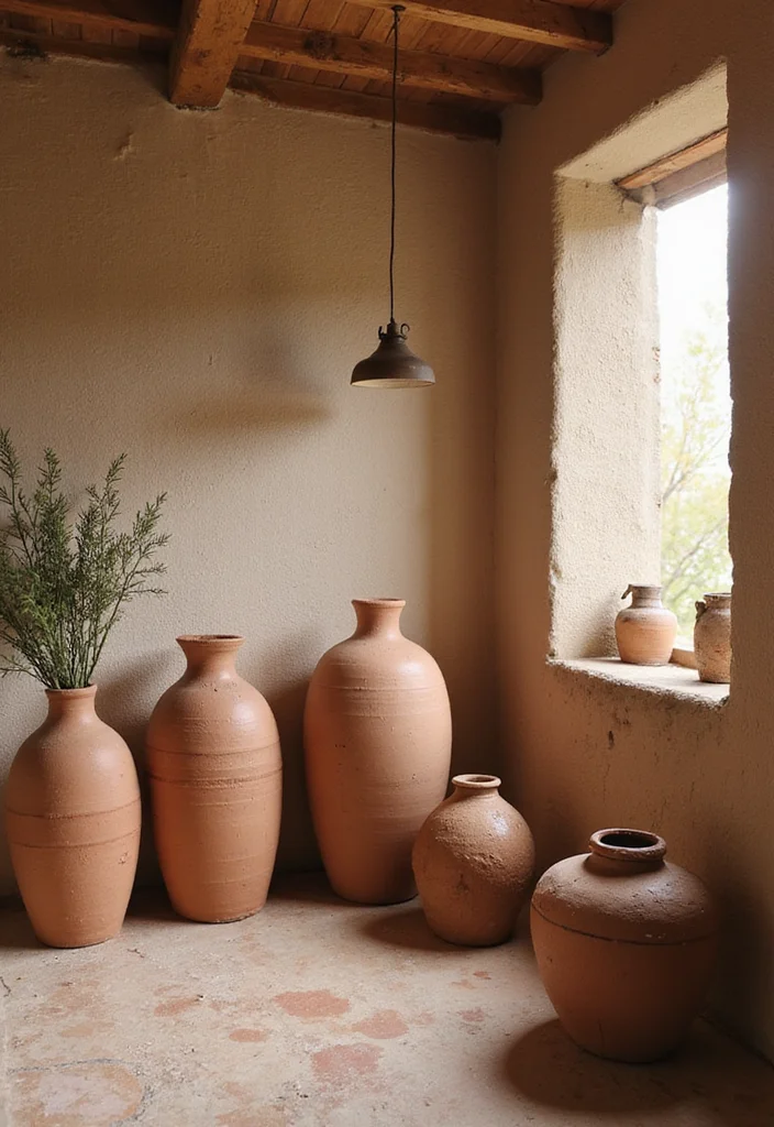 15 Western Bathroom Decor Ideas for a Warm Rustic Refresh - 8. Clay and Pottery Accents