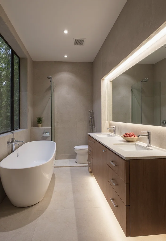 16 Bathroom Mirror and Lighting Ideas for a Brighter Look - 13. Integrated Lighting Solutions