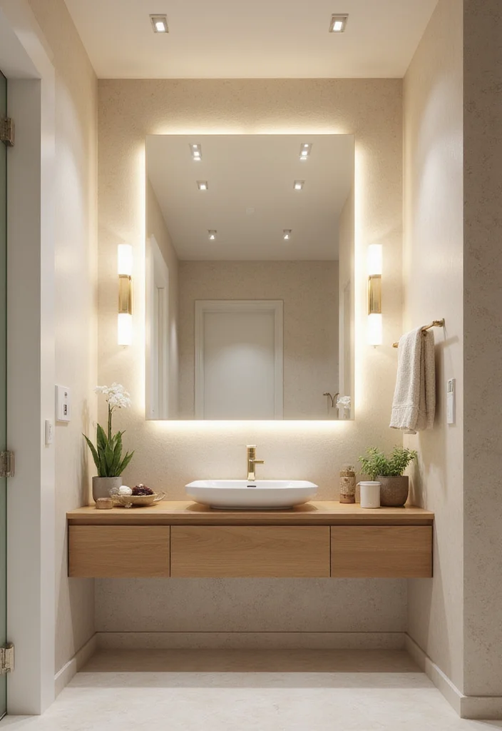 16 Bathroom Mirror and Lighting Ideas for a Brighter Look - 16. Coordinated Color Schemes