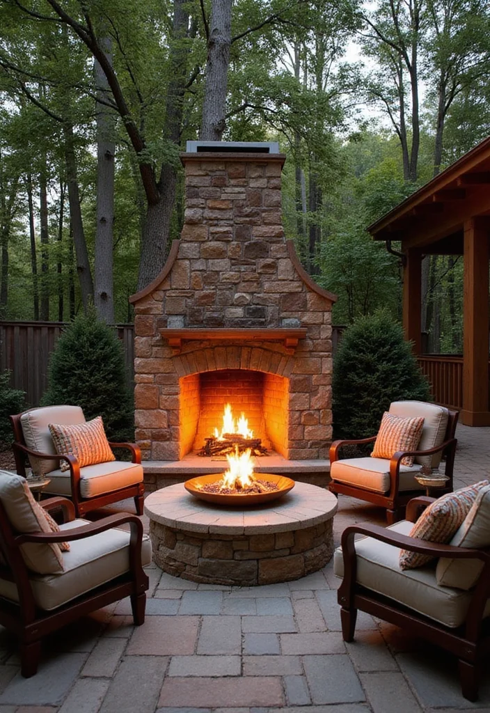 16 Pool and Outdoor Kitchen Ideas for Relaxed Backyard Living - 15. Cozy Outdoor Fireplaces