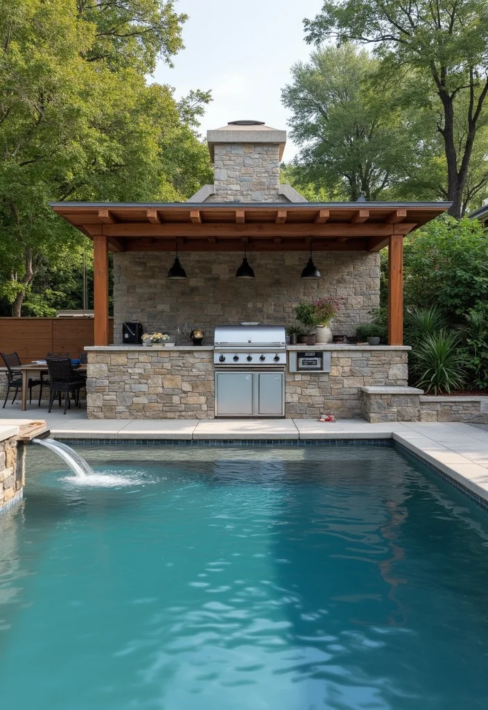 16 Pool and Outdoor Kitchen Ideas for Relaxed Backyard Living - 8. Water Features for Relaxation