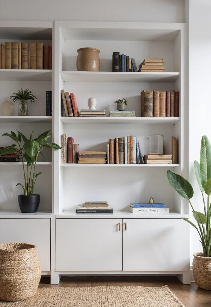 18 Aesthetic Living Room Ideas for Clean Trendy Spaces - 14. Curated Bookshelves