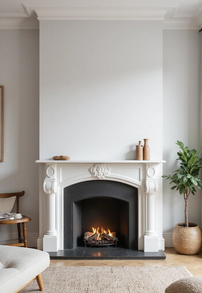 18 Aesthetic Living Room Ideas for Clean Trendy Spaces - 18. Minimalist Fireplace Design