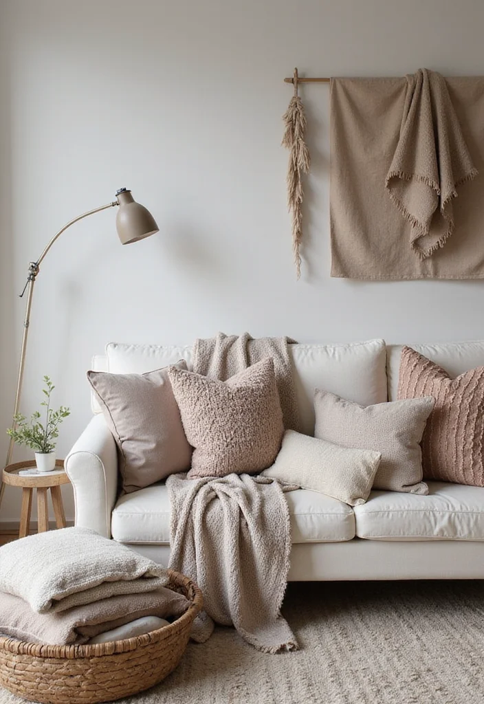 18 Aesthetic Living Room Ideas for Clean Trendy Spaces - 7. Cozy Textiles