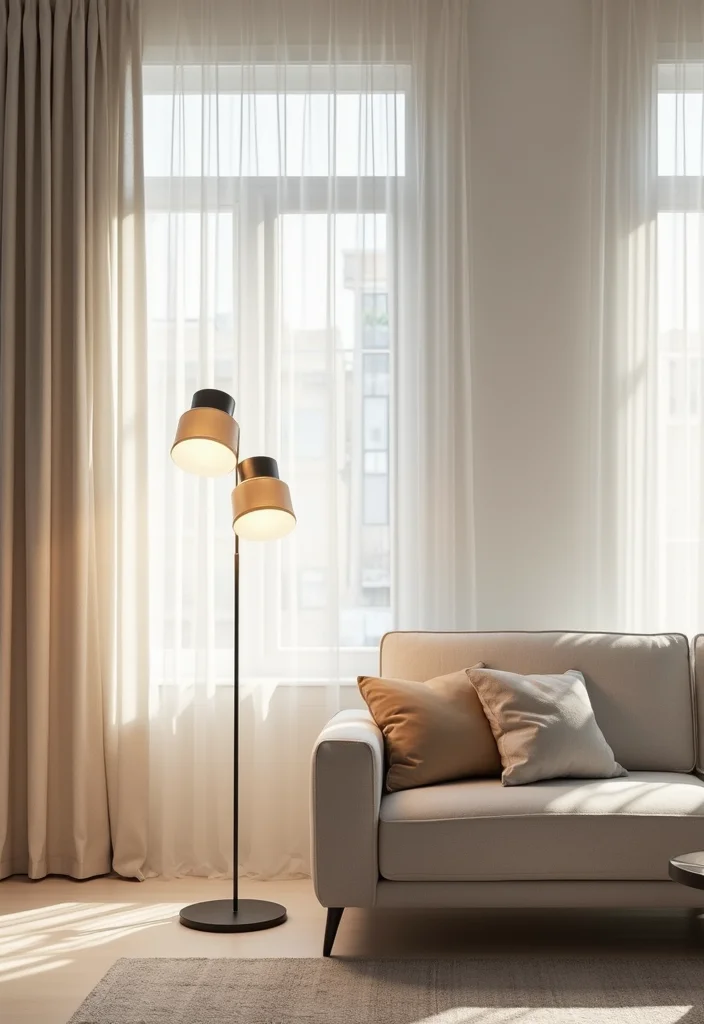 18 Aesthetic Living Room Ideas for Clean Trendy Spaces - 8. Sleek Lighting Fixtures