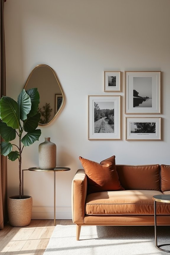 10 Ways to Decorate a Large Living Room Wall 5 balance console with layered vignette
