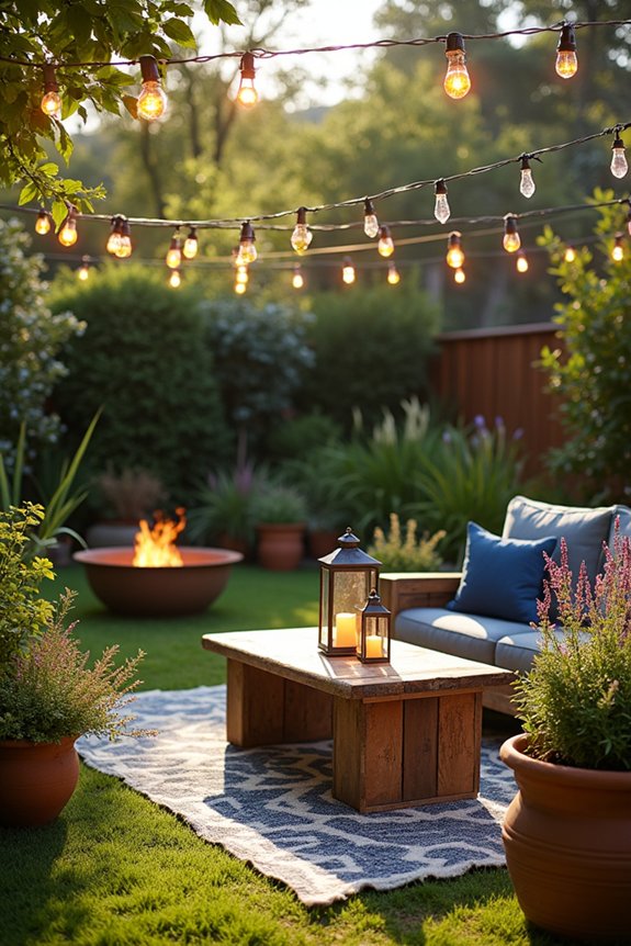 finish with lights plants seating