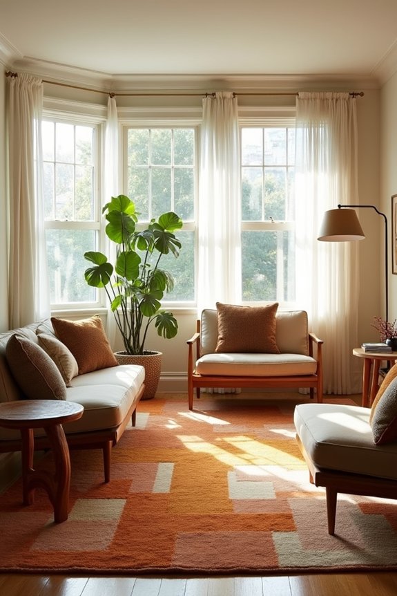 How to Decorate Your Space in Mid-Century Modern Style 5 grounding statement rug size and layers