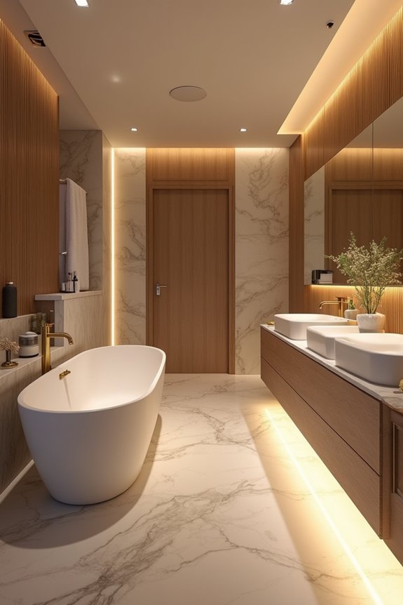 7 Luxury Bathroom Design Principles That Transform Spaces 3 layered lighting for bathroom ambiance