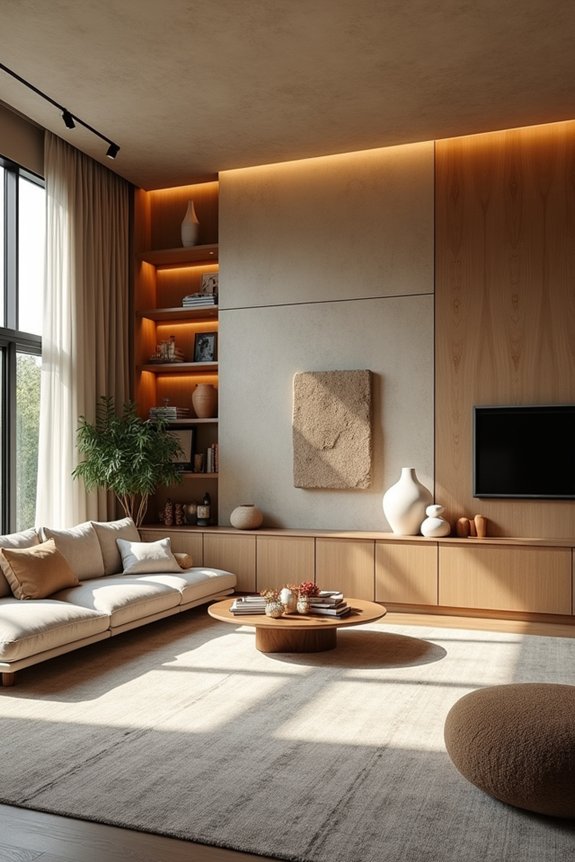 10 Ways to Decorate a Large Living Room Wall 9 layered lighting highlights wall details