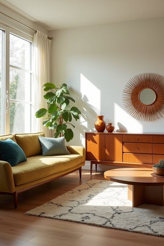 How to Decorate Your Space in Mid-Century Modern Style 2 neutral foundation with colorful accents