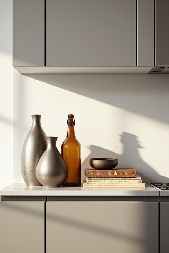 10 Ways to Decorate the Space Above Your Kitchen Cabinets 4 odd numbered groupings varied heights