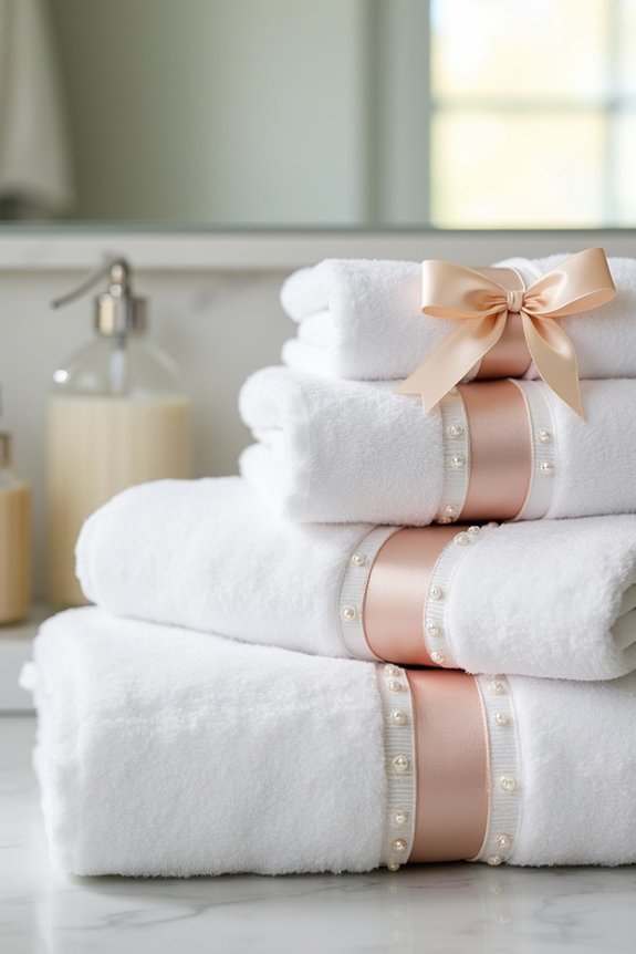 How to Decorate Bathroom Towels With 7 Easy Methods 7 sewn ribbon towel embellishments
