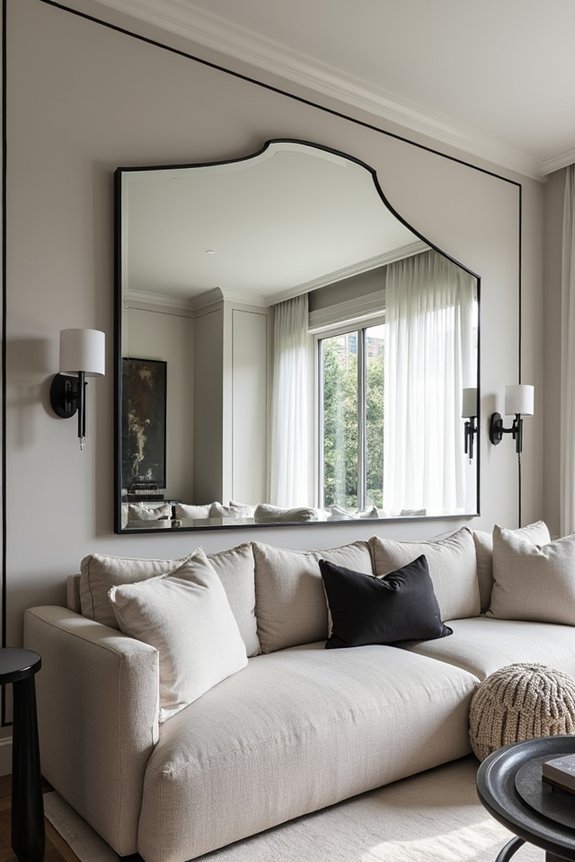 10 Ways to Decorate a Large Living Room Wall 3 statement mirror amplifies light space