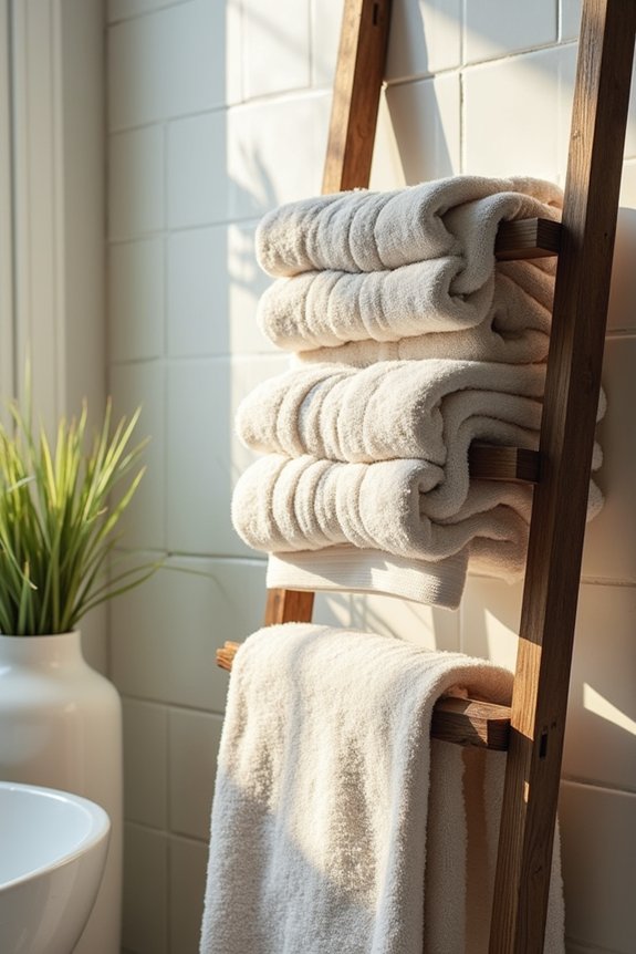 How to Decorate Bathroom Towels With 7 Easy Methods 4 vary heights fold neatly towels