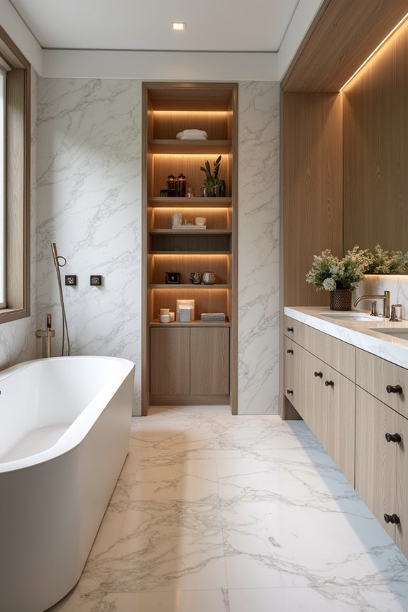 7 Luxury Bathroom Design Principles That Transform Spaces 4 vertical storage elegant balance concealed and shown