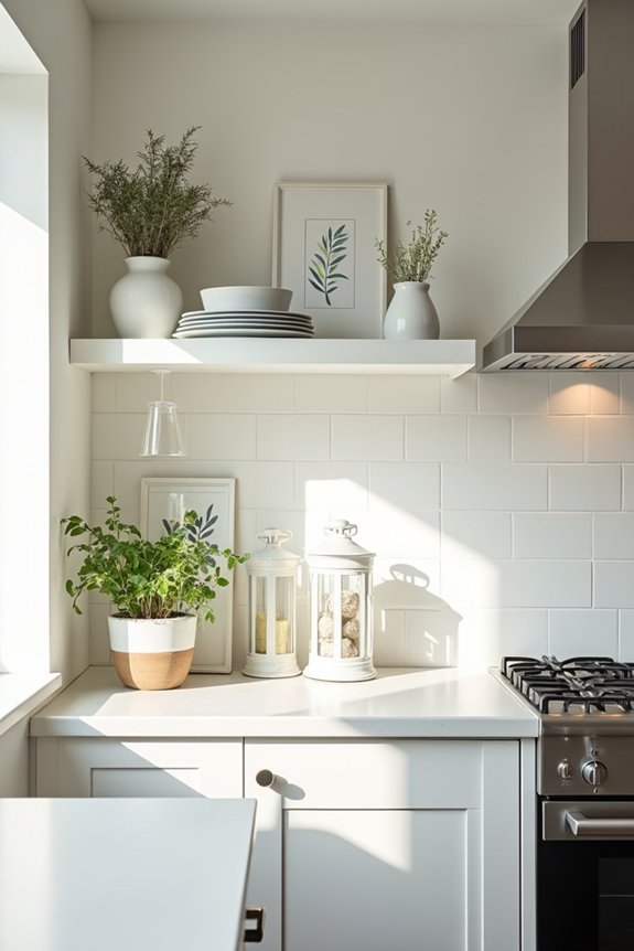 10 Ways to Decorate the Space Above Your Kitchen Cabinets 8 washable sealed surfaces minimize cleaning